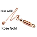 Geometric retro rose gold metal dowsing pendulum pendant with spiral carved details - Rose Gold