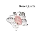 Ciondolo a farfalla in argento con una grande pietra di quarzo rosa - Quarzo rosa