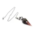 Pendolo conico in resina con scaglie di tormalina e catena d'argento con corona decorata - Tormalina