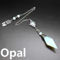 Opalite double-pointed faceted pendulum with dreamcatcher and hexagram charms - Opal