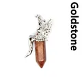 Fairy design pendant with brown goldstone hexagonal pillar crystal for jewelry making - Gold Sandstone
