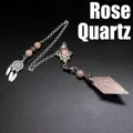 Rose quartz dowsing pendulum with dreamcatcher and hexagram charms for this SKU. - Rose Quartz