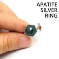Unique adjustable silver ring with hexagonal apatite and small orange gemstone - Apatite (Silver)
