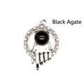 Ciondolo a forma di mano in argento vintage con intarsio in pietra agata nera naturale - Ciondolo Mano Anello / Agata nera
