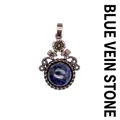 Ciondolo a fiori in bronzo vintage con gemma naturale di sodalite blu per collana - Sodalite Blu (Cabochon)
