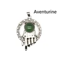 Ciondolo a mano che tiene un anello argentato con pietra naturale avventurina verde - Ciondolo Mano Anello / Giada avventurina