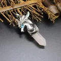 Vintage silver dragon wrap pendant with rose quartz hexagonal crystal point for men - Pendant Only (Horse Style) / Rose Quartz