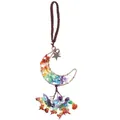 Handgefertigter bunter Naturstein-Halbmond und Stern-Kristall-Autoanhänger-Dekoration - Regenbogen