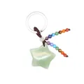 Handmade green aventurine star pendant keychain featuring colorful natural chakra beads - Aventurine Jade
