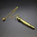 Péndulo de radiestesia hexagonal de metal con cadena de eslabones largos en acabado dorado - Dorado