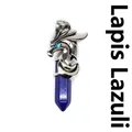 Men's silver dragon pendant featuring a hexagonal blue lapis lazuli stone pillar - Pendant Only (Horse Style) / Lapis Lazuli