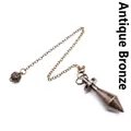 Antique copper finished metal conical dowsing pendulum with delicate chain for divination - Bronze