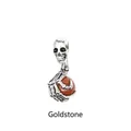 Gothic Punk Herren Anhänger Totenkopf Kralle mit rundem rotbraunem Goldstein Schmuck - Goldsandstein