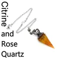 Handmade resin dowsing pendulum featuring citrine and rose quartz chips with silver chain - Citrine and Rose Quartz