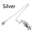 Polished silver-toned metal dowsing pendulum for divination and tarot spiritual practice - Silver
