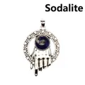 Ciondolo a mano con anello in argento e pietra sodalite blu naturale - Ciondolo Mano Anello / Sodalite blu
