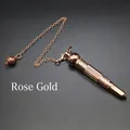 Colgante de péndulo hexagonal de metal en oro rosa con cadena - Rosa oro