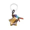 Natural tiger eye stone star keychain with colorful chakra beads for jewelry gift - Tiger's Eye