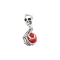 Punk-Stil Silber Totenkopf Kralle Anhänger mit einer roten Naturstein Kugel Schmuck - Roter Jade