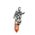 Vintage dragon head pendant necklace with orange red aventurine crystal hexagonal pillar - Pendant Only / Red Aventurine (Horse Style)