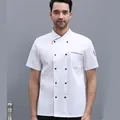 Professional white short-sleeved chef jacket for men in restaurant kitchen workwear - M / Tops / Short Sleeve White