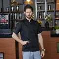 Professional black short-sleeved chef uniform with breathable mesh for restaurants - M / Tops / Black