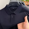 Premium navy blue pure cotton polo shirt featuring breathable honeycomb texture detail - Navy Blue