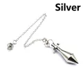 Conical metal pendulum pendant with chain in bright silver finish for dowsing. - Silver