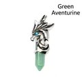Vintage silver dragon pendant clutching a green aventurine crystal hexagonal column - Pendant Only / Aventurine (Horse Style)
