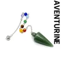 Seven chakra stone dowsing pendulum with green aventurine crystal cone for healing - Aventurine Jade