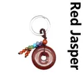 Natuurlijke rode jaspis donut sleutelhanger met chakra kralen - Rode Jaspis