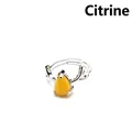 Elegant silver-tone antler ring featuring a teardrop yellow natural stone for women - Topaz