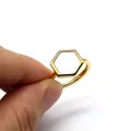 Geometric minimalist gold-plated open ring featuring a hexagonal white shell inlay - White Shell / Gold