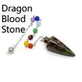 Conical Dragon Blood Jasper crystal pendulum with seven chakra beads for dowsing - Dragon Blood Stone