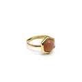 Minimalist gold plated hexagonal sunstone adjustable ring for women fine jewelry - Sunstone / Gold