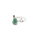 Natural green aventurine teardrop ring with silver antler design jewelry for women - Aventurine Jade