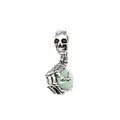 Vintage Punk Skelett Hand Anhänger mit grüner Aventurin Steinperle für Herren - Aventurin-Jade