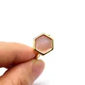 Minimalist hexagonal gold ring featuring a natural brown mother of pearl shell inlay - Brown Shell / Gold