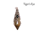 Natural tiger eye stone pendant in unique wizard hat shape with copper wire wrapping - Tiger's Eye (Antique Bronze)