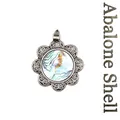 Antique silver flower pendant featuring natural abalone shell inlay. - Abalone Shell