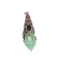 Faceted green aventurine jade crystal pendant with antique bronze wizard hat wire wrap - Aventurine (Antique Bronze)