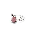 Elegant silver antler ring with teardrop rhodochrosite natural pink stone - Rhodonite