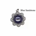 Vintage style antique silver flower pendant with a glittering blue sandstone center - Blue Sandstone