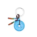 Natuurlijke blauwe turquoise donut sleutelhanger met zeven kleurrijke chakra kralen op wit - Blauw Turkoois