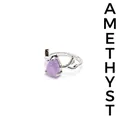 Elegant adjustable amethyst antler ring with teardrop natural stone in silver-tone finish - Amethyst