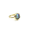 Elegant gold hexagonal open ring featuring natural iridescent abalone shell inlay - Abalone Shell / Gold