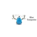 Elegant silver antler ring featuring a teardrop-shaped blue turquoise stone for women - Blue Turquoise