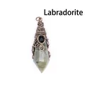 Natural labradorite crystal pendant with vintage copper wire wrapped wizard hat design - Labradorite (Bronze)