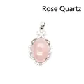 Elegante colgante de cuarzo rosa con marco de plata calado para variante de SKU - Cuarzo rosa