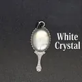 Elegant vintage magic mirror pendant featuring a natural white crystal stone inlay - White Crystal